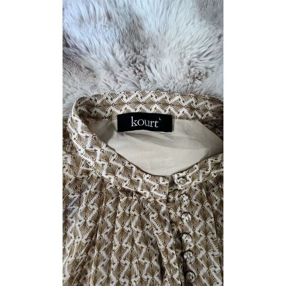 Kourt Long Sleeve Button-Down Shimmer Cream/Beige Blouse - Picture 12 of 16